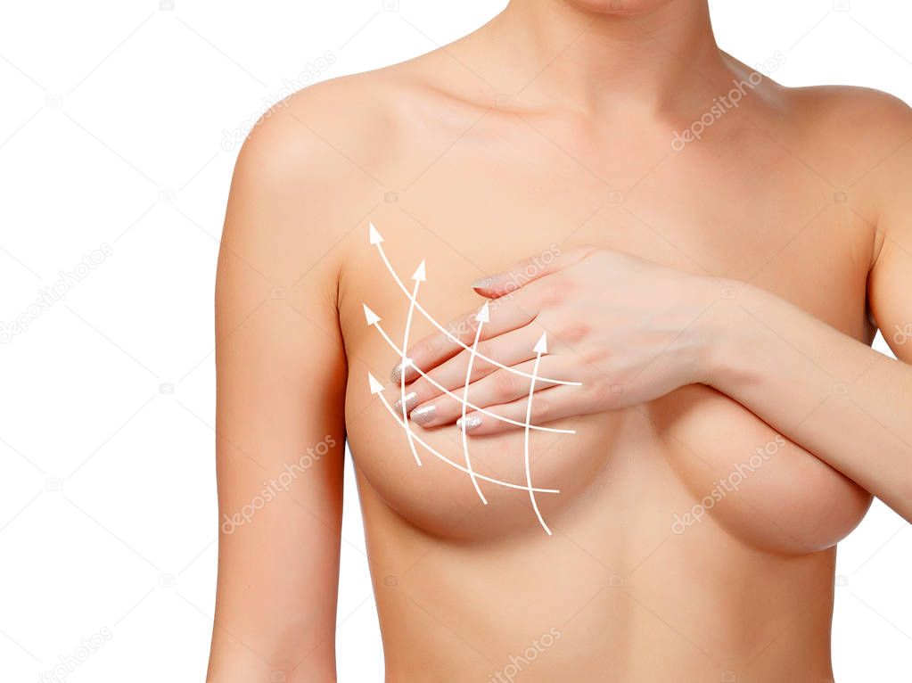 Torso Femminile Nudo Correzione Del Seno Chirurgia Plastica Isolato