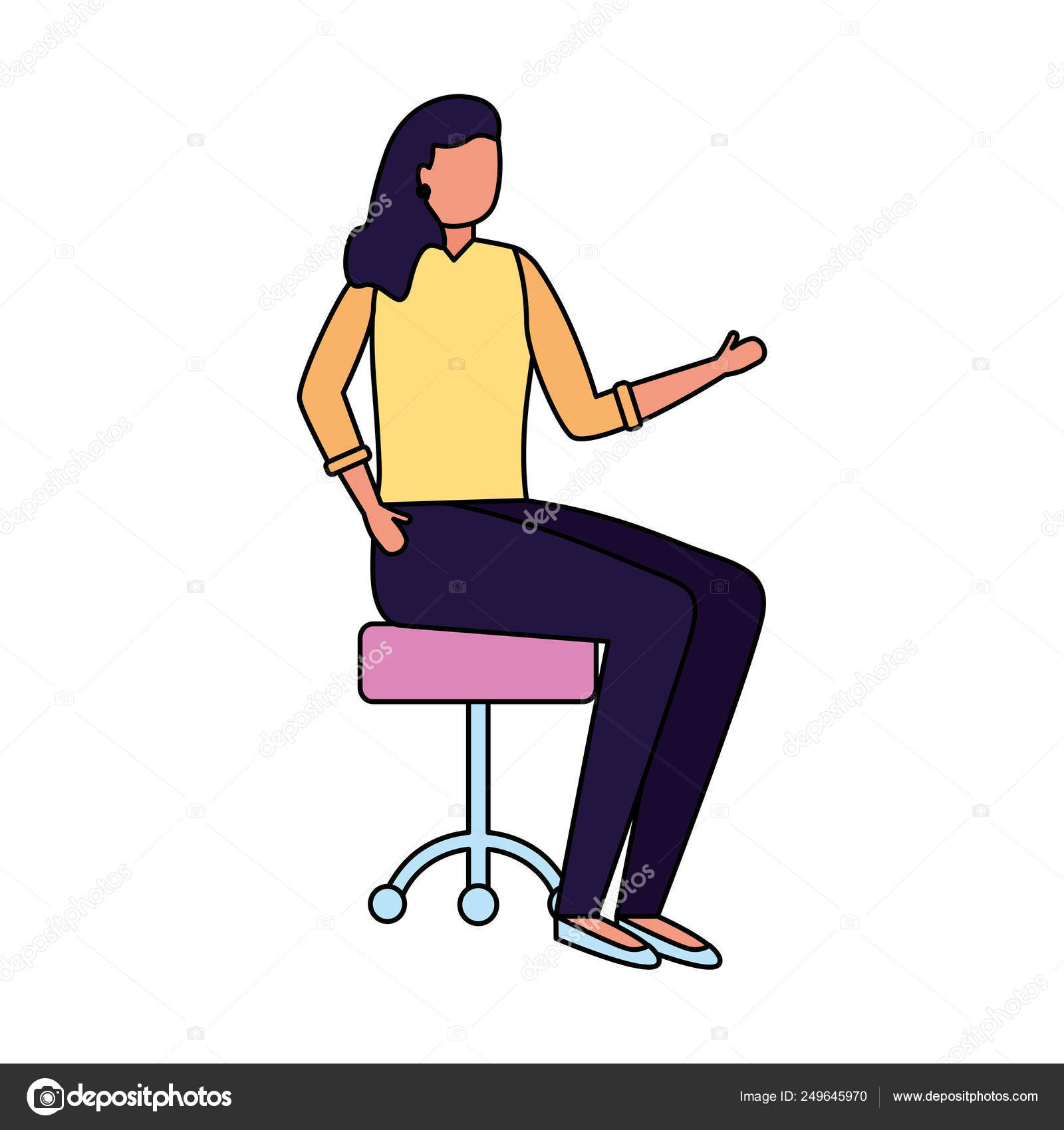 Женщина, сидящая на офисном стуле — Векторное изображение ...