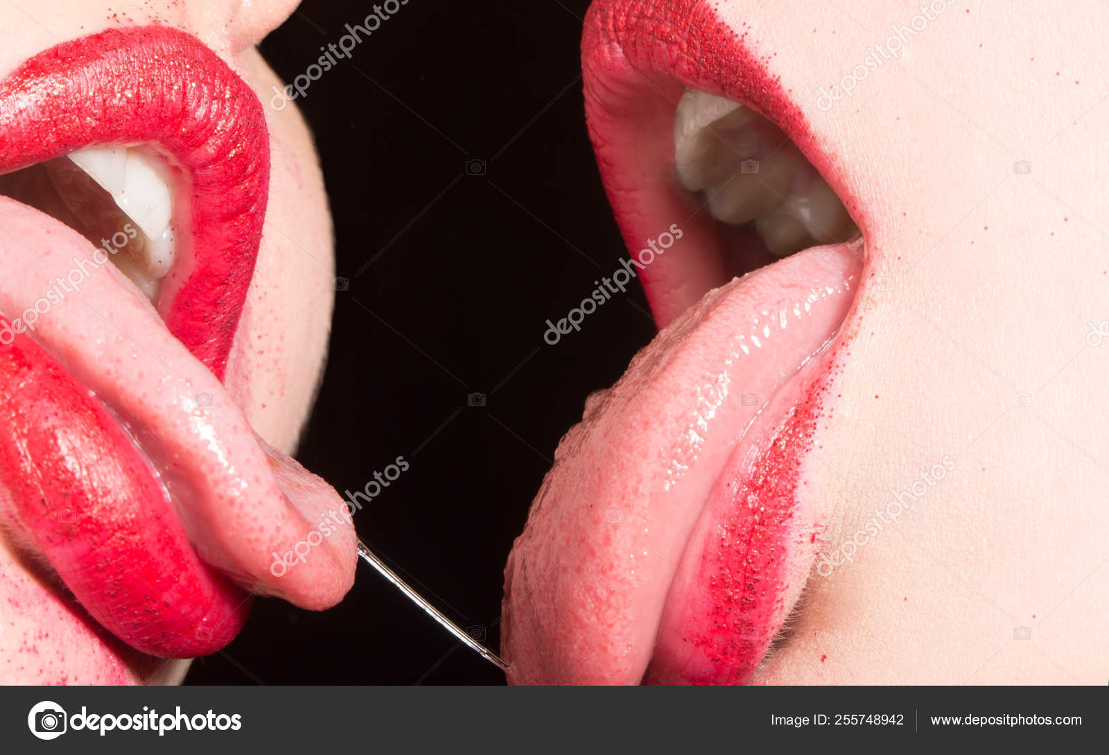 Kissing Lesbians Extreme Long Tongue 10
