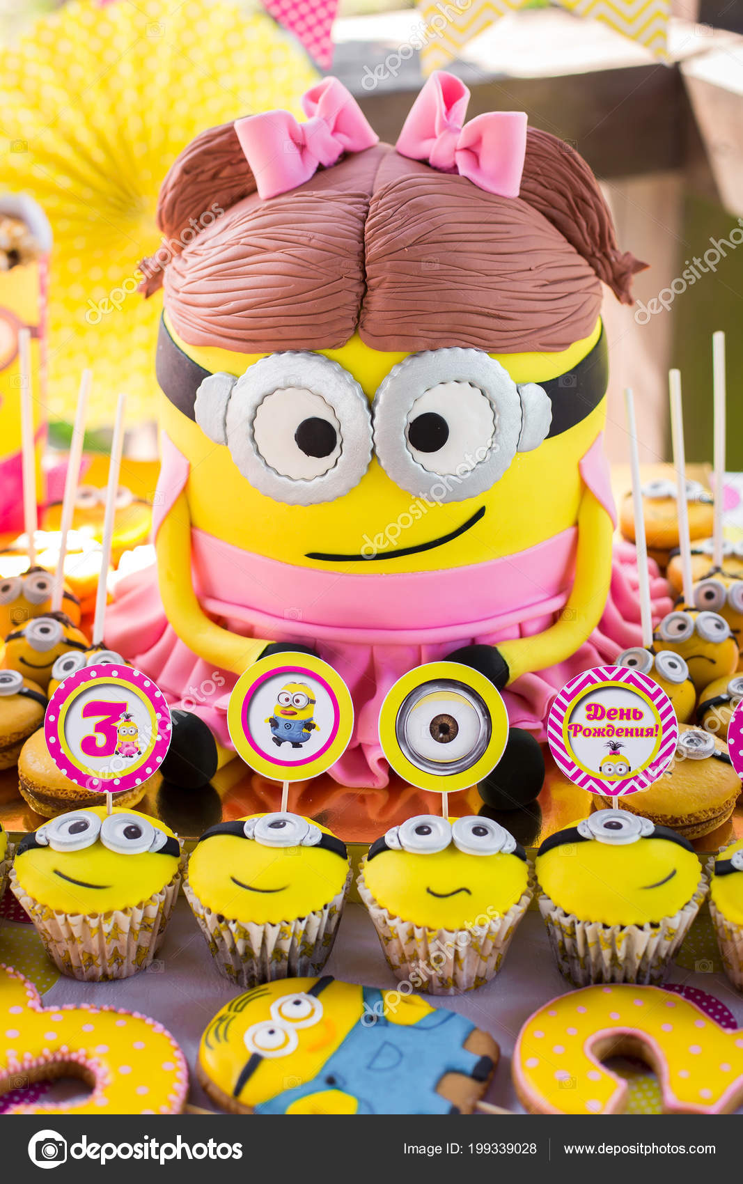 Minions Theme Sweet Birthday Candy Bar Decoration Stock Editorial