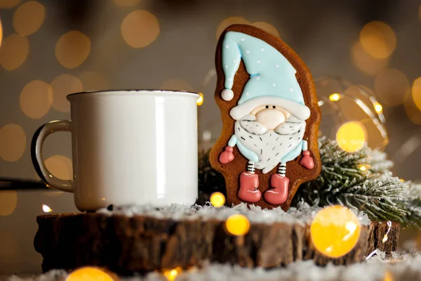 Holiday Piekarni Tradycyjnej Żywności Piernik Mało Gnome Bajki Przytulny Wystrój — Zdjęcie stockowe
