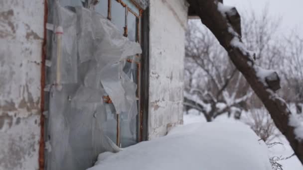 Blizzard Inverno Neve Neve Paesaggio Villaggio Abbandonato Film Violento Isolamento — Video Stock