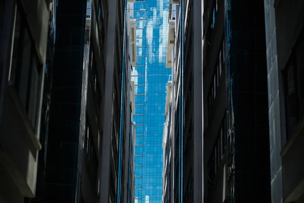 Vue Sur Immeuble Verre Entre Deux Immeubles Bureaux Centre Ville — Photo