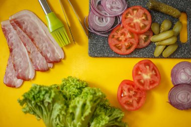 Yemek sandviç. Yemek hazır sandviç için tüm ingradients 