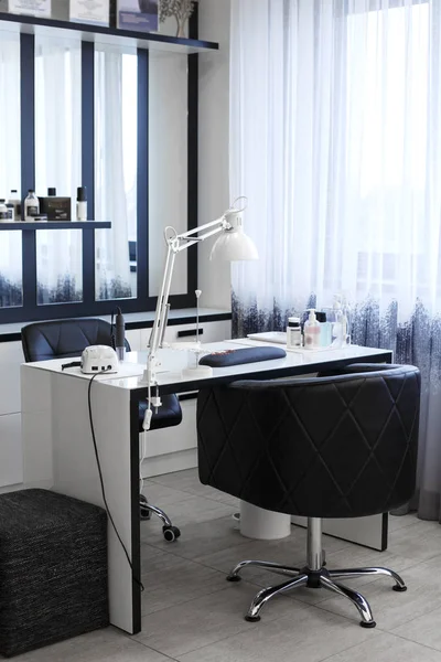 Manicure nail master office desktop. stylish workplace