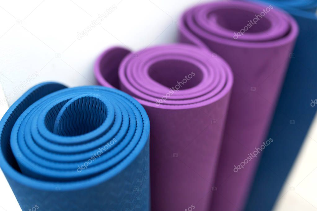 Blue mat for yoga and fit exercises