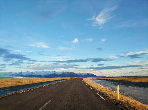 Paisagem Pitoresca Inverno Islândia Caminho Perfeito Para Perspectiva — Fotografia de Stock