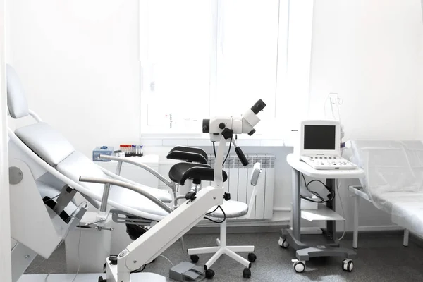 Interior Gynecologists Office Gynecological Chair Colposcope Ultrasound Machine — Stock Photo, Image