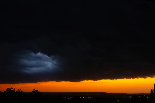 Nuages Orage Noir Coucher Soleil Coucher Soleil Orange Vif Nuages — Photo