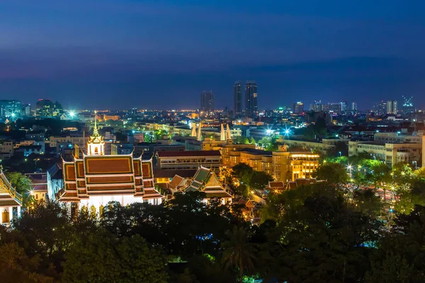 Vista Noturna Cidade Banguecoque Monte Dourado — Fotografia de Stock