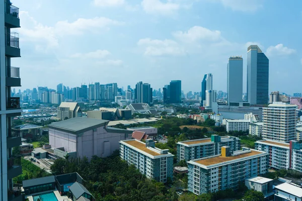 Vista Desde Piso Alto Las Calles Bangkok Edificios Altos Techos —  Fotos de Stock