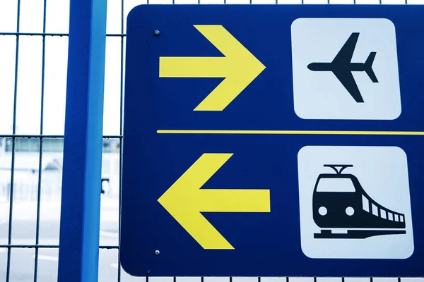 Information plate pointer to the train and plane