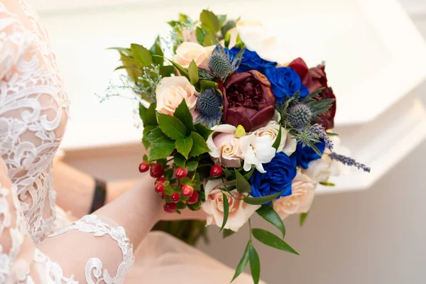 Ramo Decorativo Flores Frescas Para Novia Durante Ceremonia Boda — Foto de Stock