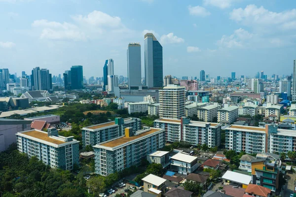 Vista Desde Piso Alto Las Calles Bangkok Edificios Altos Techos —  Fotos de Stock