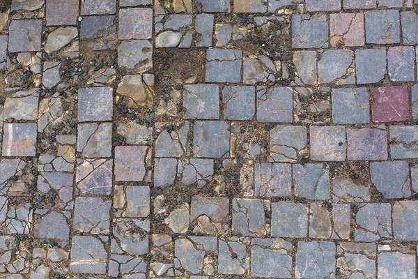 Tekstura Starych Połamanych Kamieni Brukowych — Zdjęcie stockowe