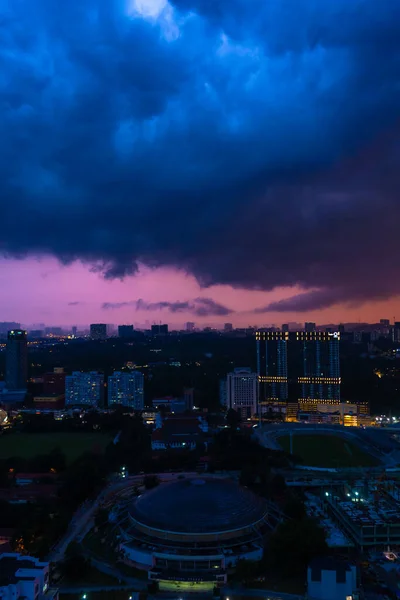 Evening City Sunset Rain Clouds Night Rain Gorgeous Views Landscapes — Stock Photo, Image