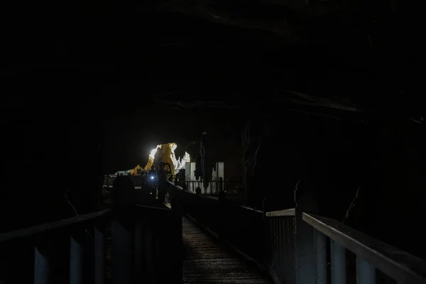 Escursione Alla Grotta Antiche Stalattiti Rupestri Stalagmiti — Foto Stock