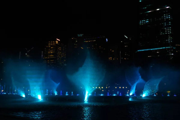 Night View Dancing Multi Colored Fountains Show Singing Fountains Kuala — 图库照片