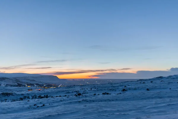 Paisagem Montanha Pré Amanhecer Islândia Luz Incomum — Fotografia de Stock