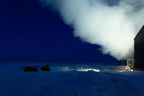 Gece Görüşü Kaplıcadaki Termik Santral Binası Zlanda Sanayisi — Stok fotoğraf