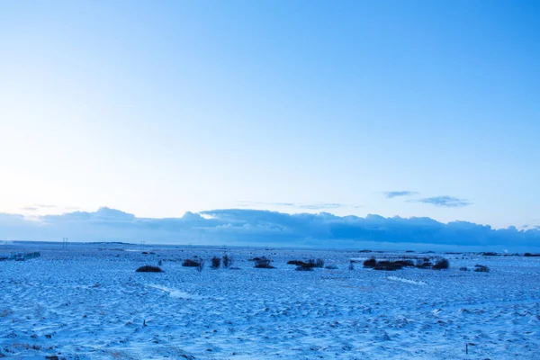 Campos Planícies Incríveis Islândia Inverno Chão Está Coberto Neve Grandes — Fotografia de Stock