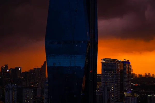 Elegante Edificio Construcción Rascacielos 118 Atardecer Hermosas Vistas Los Paisajes —  Fotos de Stock