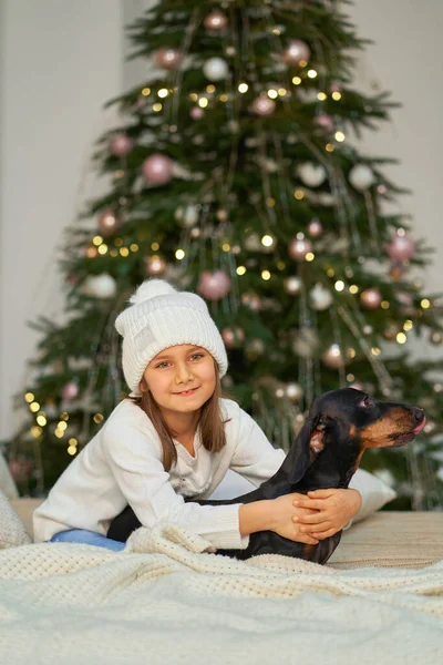 Bonne Enfance Conte Fées Magique Noël Une Petite Fille Rit — Photo