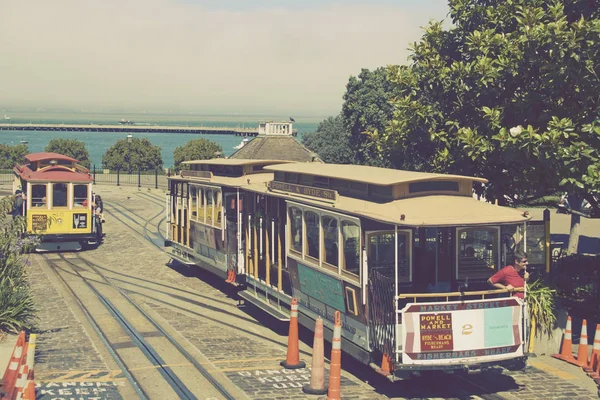 Image Vintage Stil Historische Hölzerne Seilbahn Die Durch Die Steilen — Stockfoto