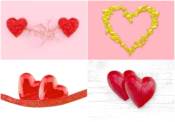 Definir Corações Luxo Conceito Dia Dos Namorados Feliz — Fotografia de Stock