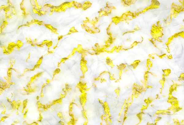 豪华白色大理石纹理 以液体金黄色油漆为背景 — 图库照片#