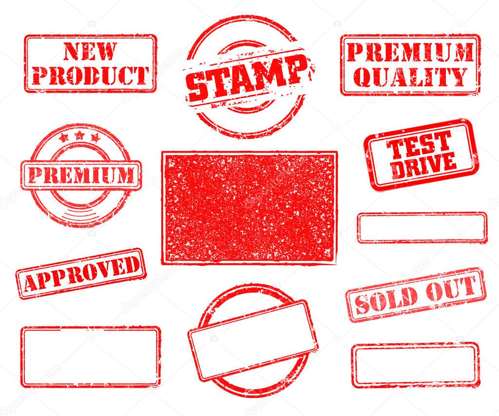 Set of rubber stamps