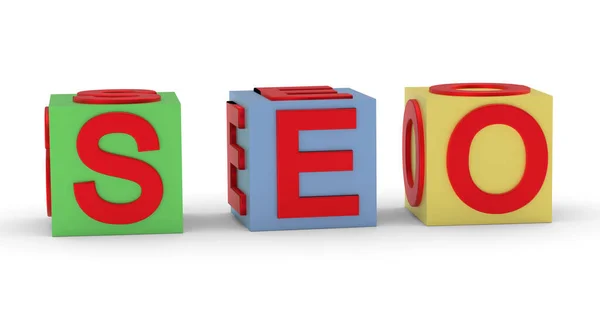Multi Colored Cubes Word Seo Isolated White Business Concept — Stock Photo, Image