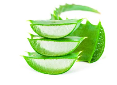 Beyaz arkaplanda vücut bakımı için izole edilmiş yeşil bitki aloe vera