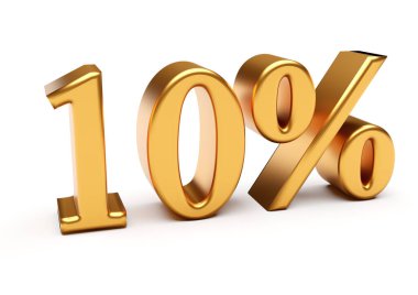 Beyazlara ayrılmış% 10 indirimli kelime indirimi. 3d oluşturma
