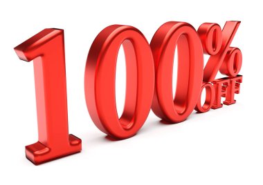 Üç boyutlu kelimeler beyaza% 100 indirimli. 3d oluşturma