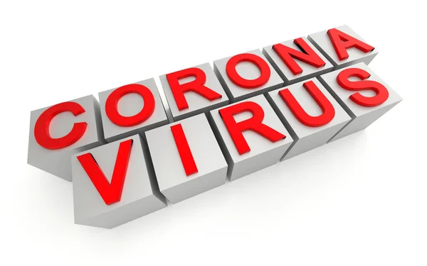 Word Corona Virus Auf Würfeln Isoliert Auf Weißem Hintergrund Darstellung — Stockfoto