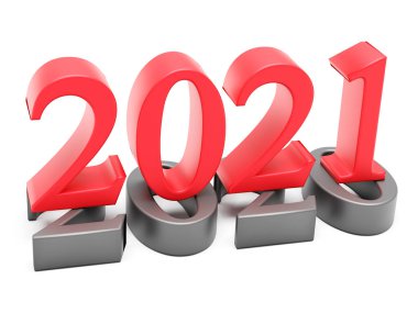 Yeni yıl 2021 tatil konsepti. 2021 numaralı renk 2020 'de. 3d oluşturma