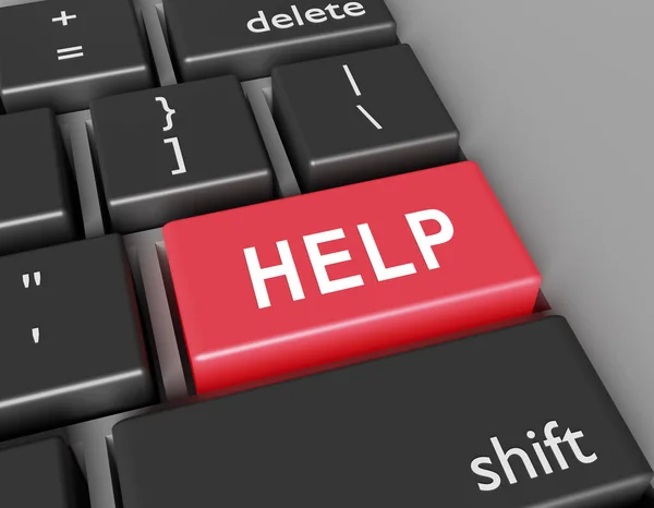 Help Concept Word Help Button Computer Keyboard Rendering — Stock Photo, Image
