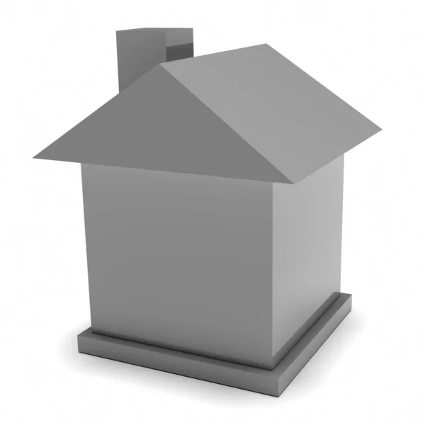 Very Simple Grey House Isolated White Rendering — Stock Photo, Image