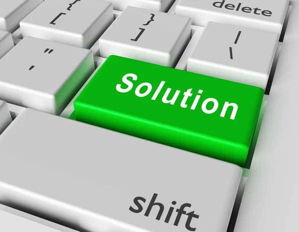 Solution concept. Word Solution on button of computer keyboard. 3d rendering