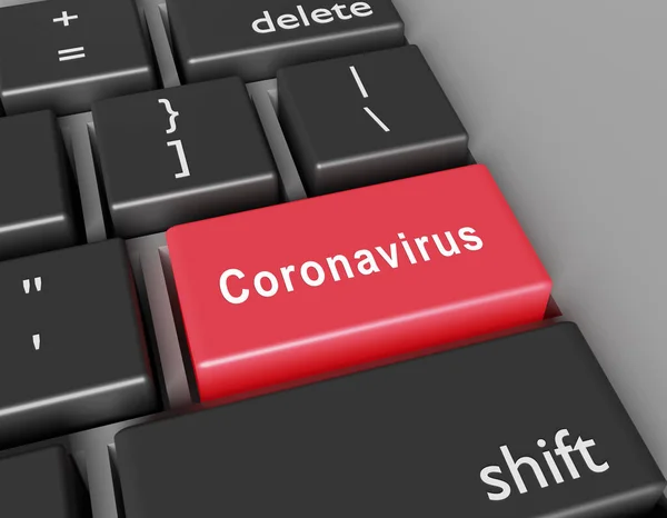 Concepto Coronavirus Word Coronavirus Botón Del Teclado Computadora Renderizado — Foto de Stock