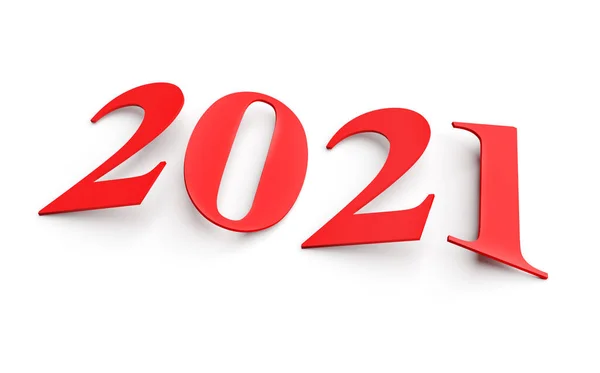 Konsep Tahun Baru Merah Miring Nomor 2021 Terisolasi Pada Putih — Stok Foto