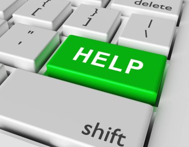 Yardım kavramı. Klavye tuşuna Kelime Yardımı. 3d oluşturma