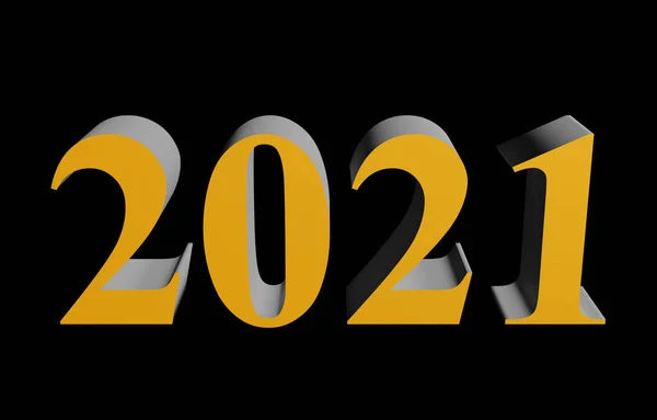 Номер 2021 Новогоднего Праздника Выделен Черном Фоне Рендеринг — стоковое фото