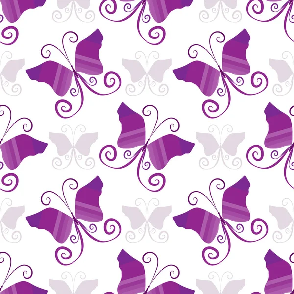 Modèle Sans Couture Avec Des Papillons Rayés Violets Vecteur Eps — Image vectorielle