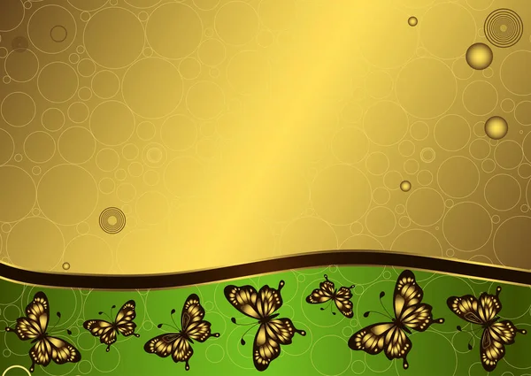 Goldene Visitenkarte Mit Schmetterlingen Vektor Folge — Stockvektor