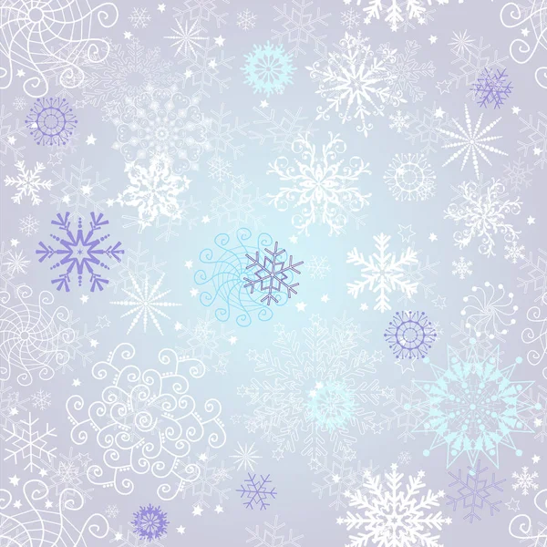 Délicat Motif Noël Sans Couture Argentée Avec Des Flocons Neige — Image vectorielle