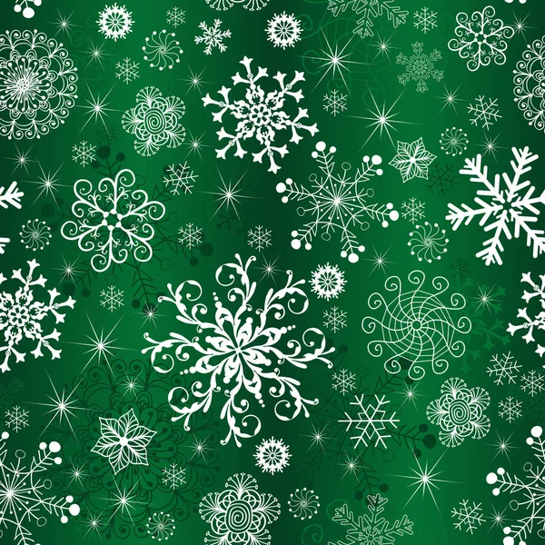 Abstrato Padrão Natal Gradiente Verde Com Flocos Neve Estrelas Vetor Ilustrações De Stock Royalty-Free