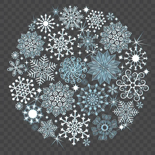 Snowy Christmas Ball Made Carved Snowflakes Stars Transparent Background Vector — Stock Vector