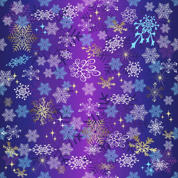 Gradiente Violeta Patrón Navidad Sin Costuras Con Copos Nieve Estrellas — Archivo Imágenes Vectoriales